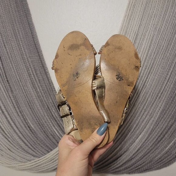 Zara Collection Gold Goddess Sandals Sz 37 - Picture 3 of 4